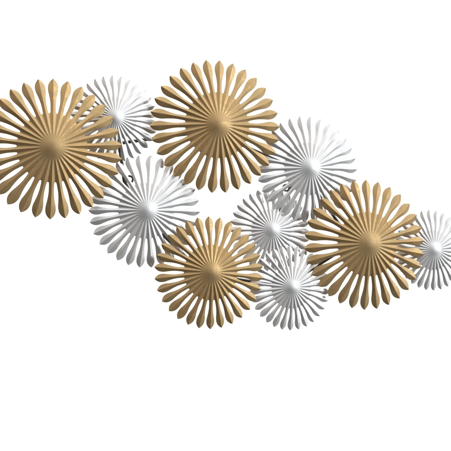 Sparks 45 Inch Wide Gold And Silver Metal Wall Art PBR 3D Model_05